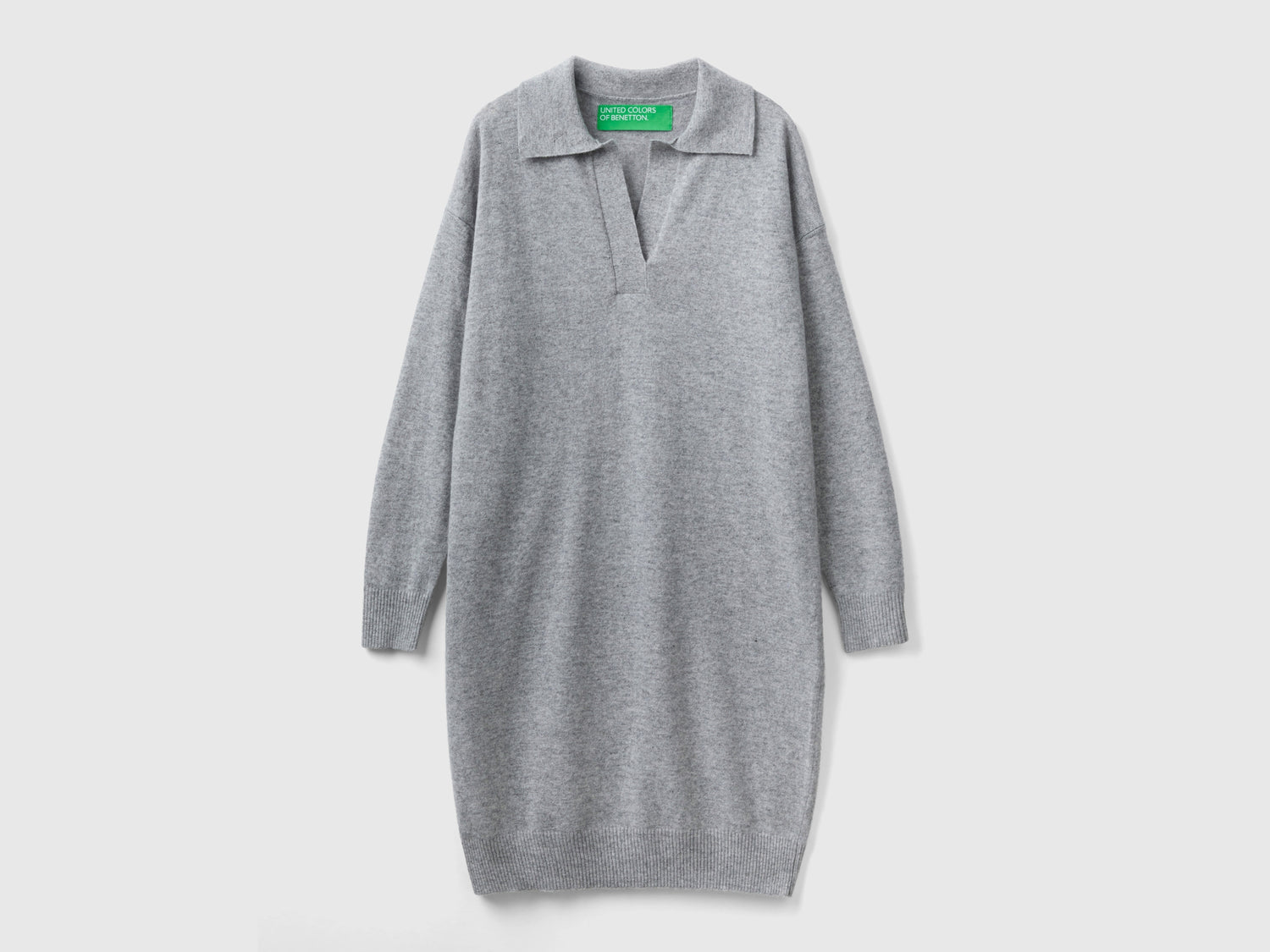Abito in maglia con colletto da donna grigio chiaro | Benetton Outlet