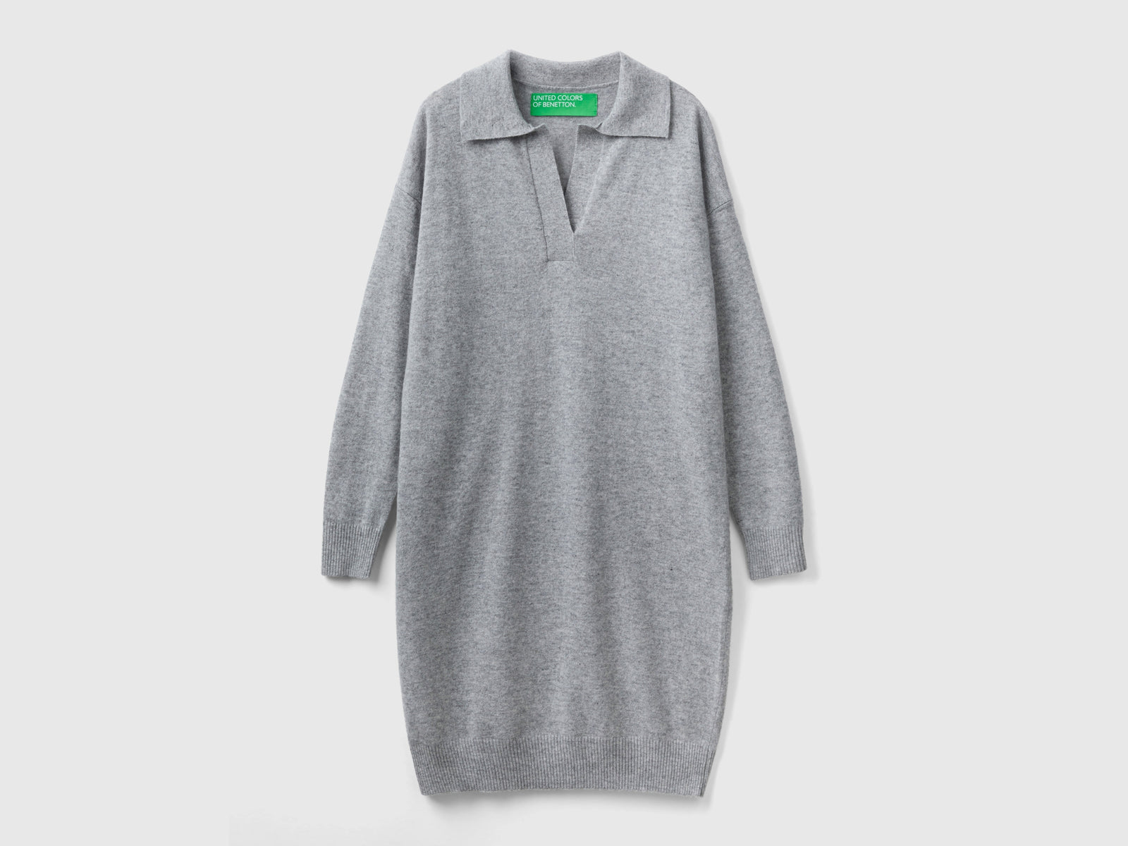 Abito in maglia con colletto da donna grigio chiaro | Benetton Outlet