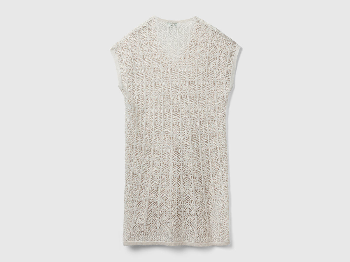 Vestito traforato in misto lino
