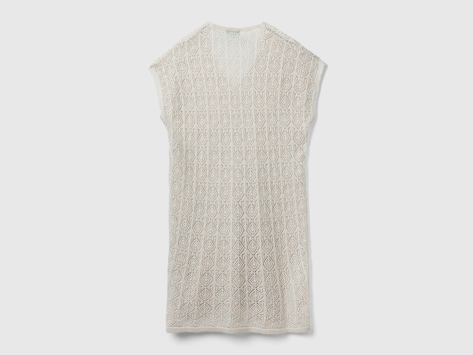 Vestito traforato in misto lino da donna bianco panna 2 | Benetton Outlet