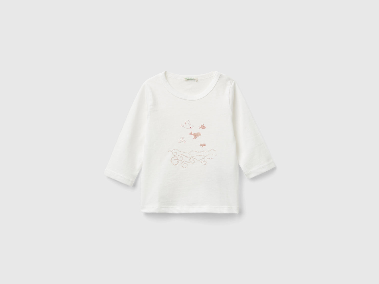 Maglietta con stampa in cotone bio da neonato bianco | Benetton Outlet
