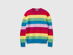 Maglia a righe in pura lana Shetland