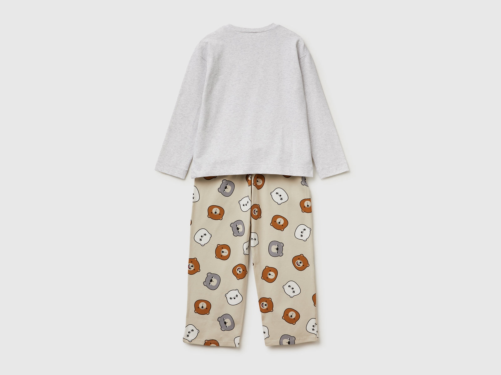 Pigiama con stampa animaletti da bambina grigio chiaro 2 | Benetton Outlet