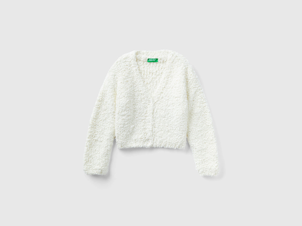 Cardigan bouclé con scollo a V
