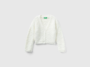 Cardigan bouclé con scollo a V