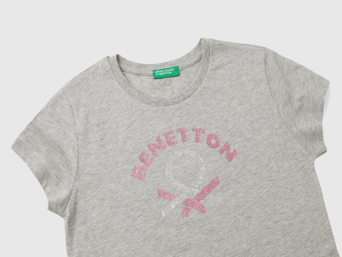 T-shirt con logo glitter in cotone bio