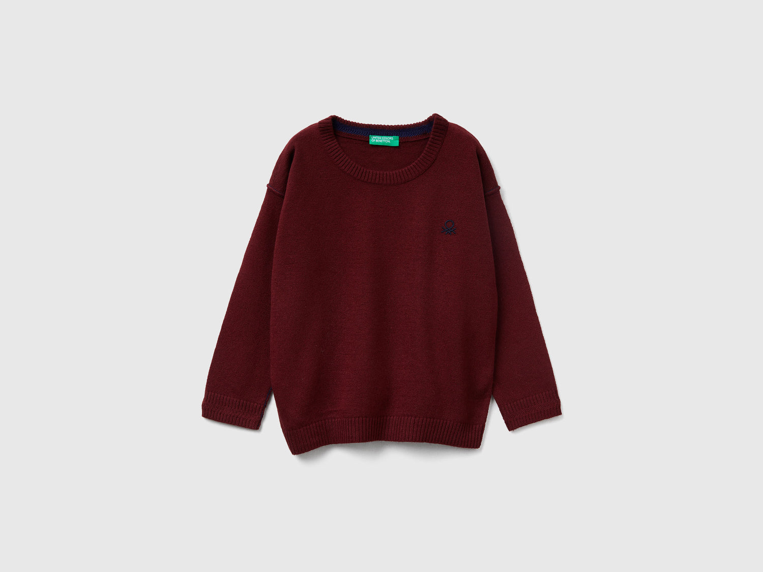 Maglia girocollo con ricamo da bimbo bordeaux | Benetton Outlet