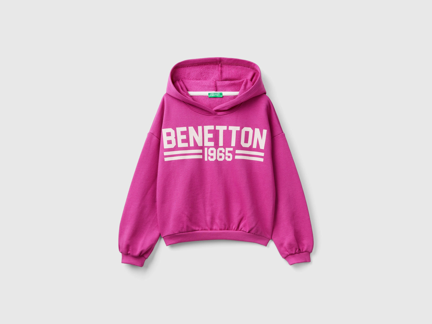 Felpa con cappuccio 100% cotone da bambina fucsia | Benetton Outlet