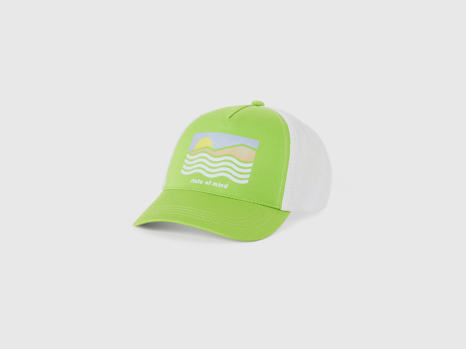 Cappello baseball in cotone e rete da bambino lime | Benetton Outlet