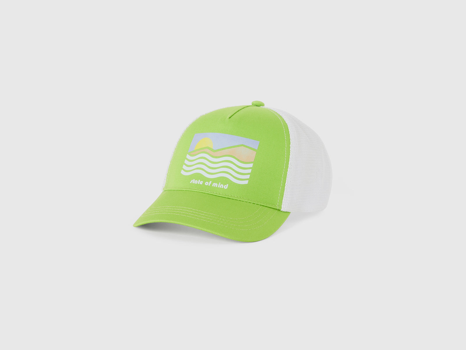 Cappello baseball in cotone e rete da bambino lime | Benetton Outlet