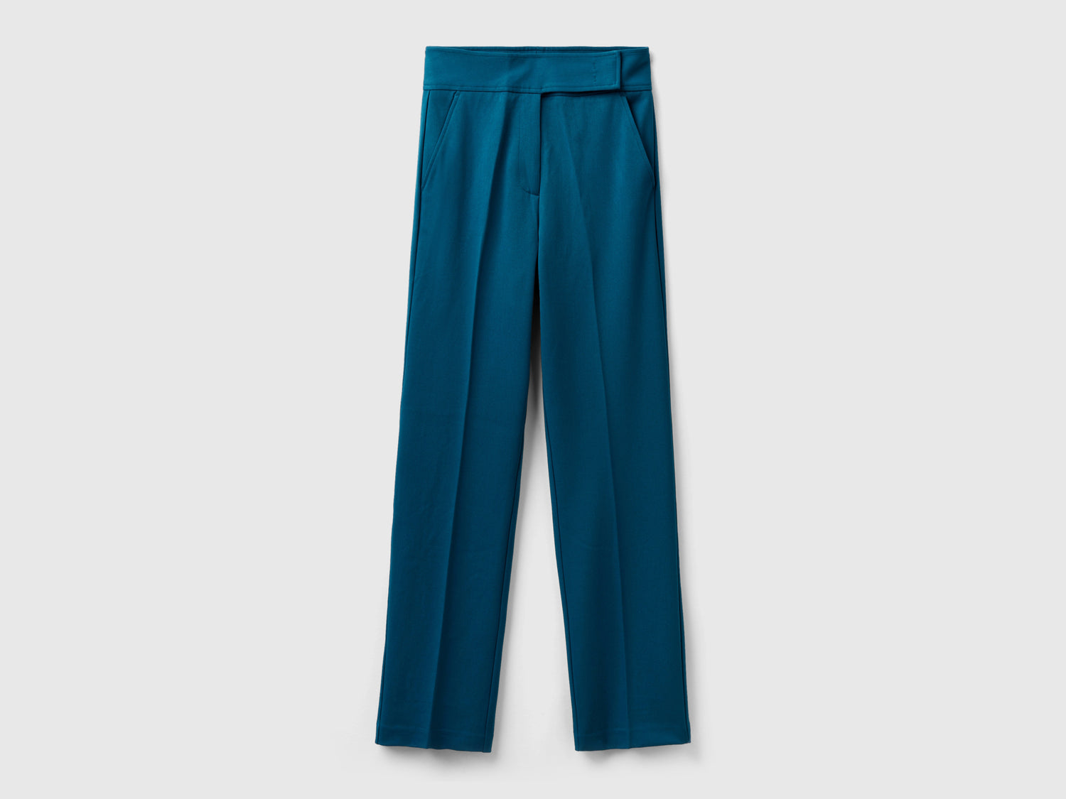 Pantaloni in misto viscosa stretch da donna verde ottanio | Benetton Outlet