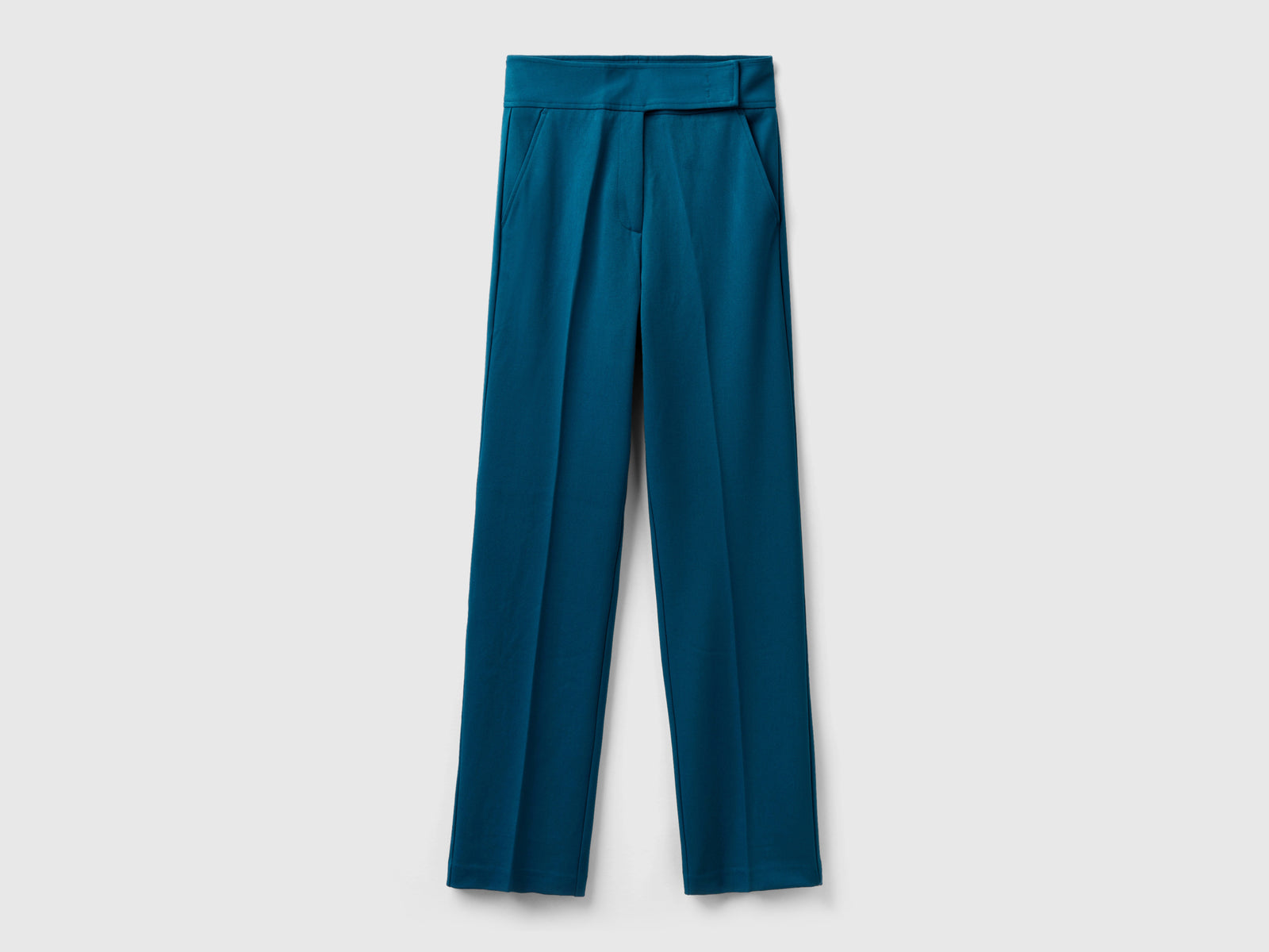 Pantaloni in misto viscosa stretch da donna verde ottanio | Benetton Outlet