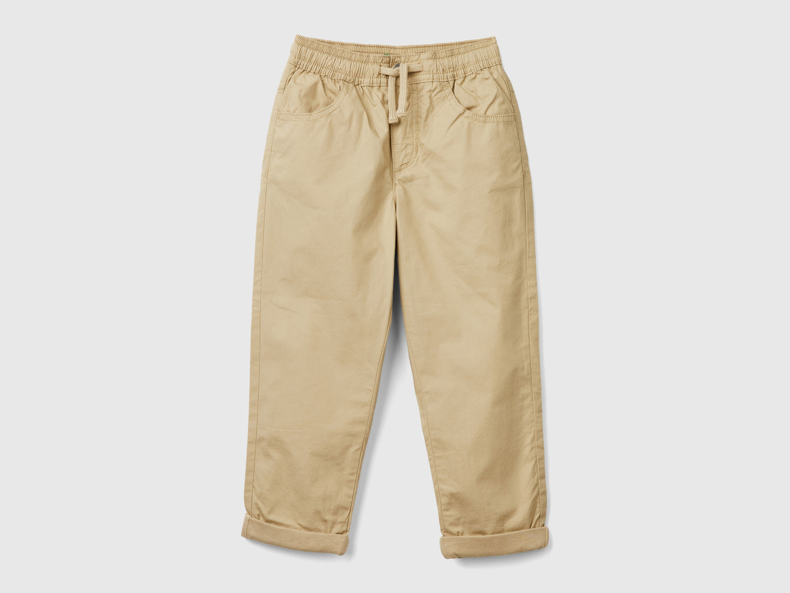 Pantaloni con coulisse da bimbo beige | Benetton Outlet