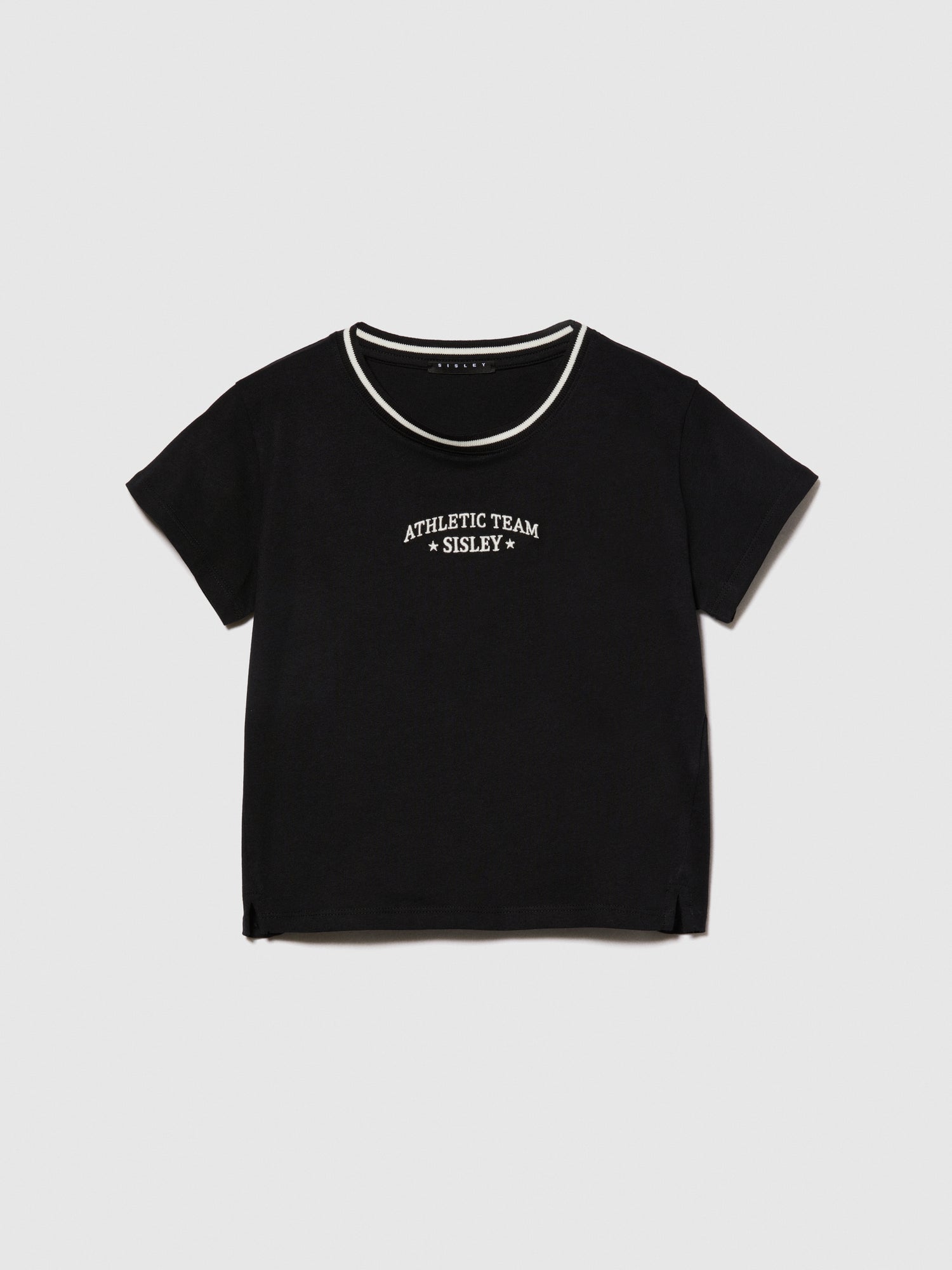 T-shirt con ricamo da bambina nero | Sisley young Outlet
