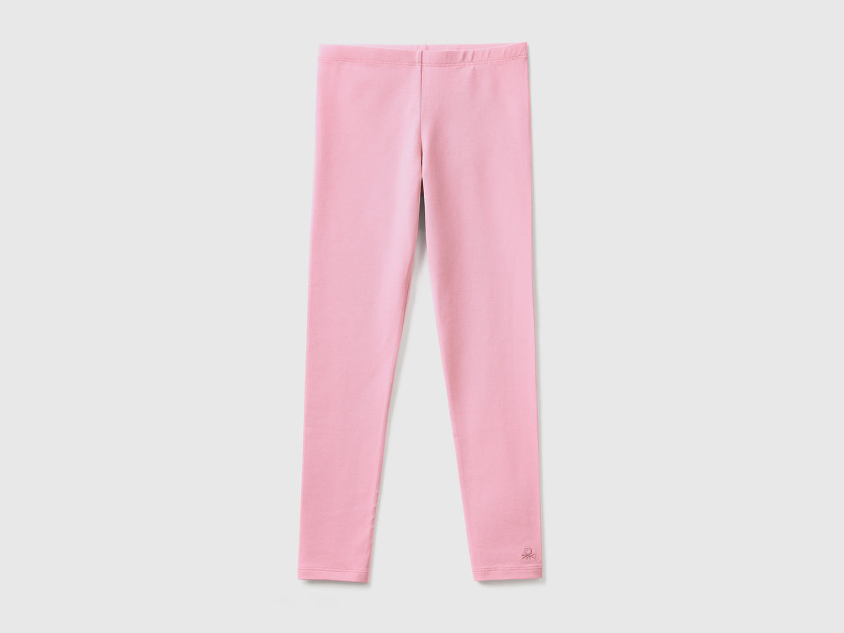 Leggings in cotone stretch con logo