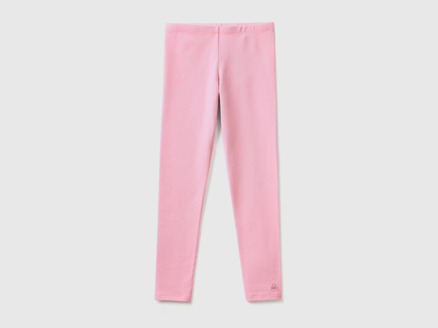 Leggings in cotone stretch con logo da bambina rosa | Benetton Outlet
