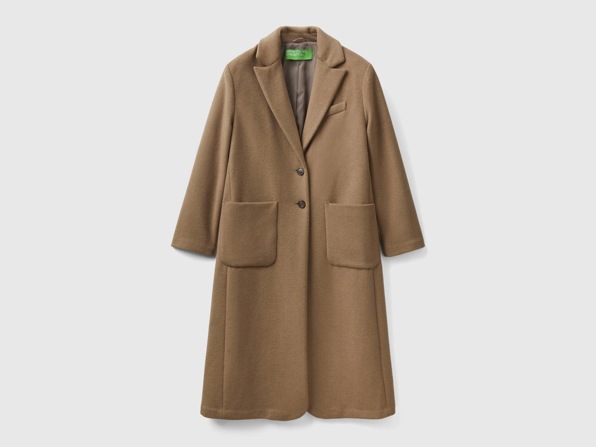 Cappotto midi in misto lana Shetland