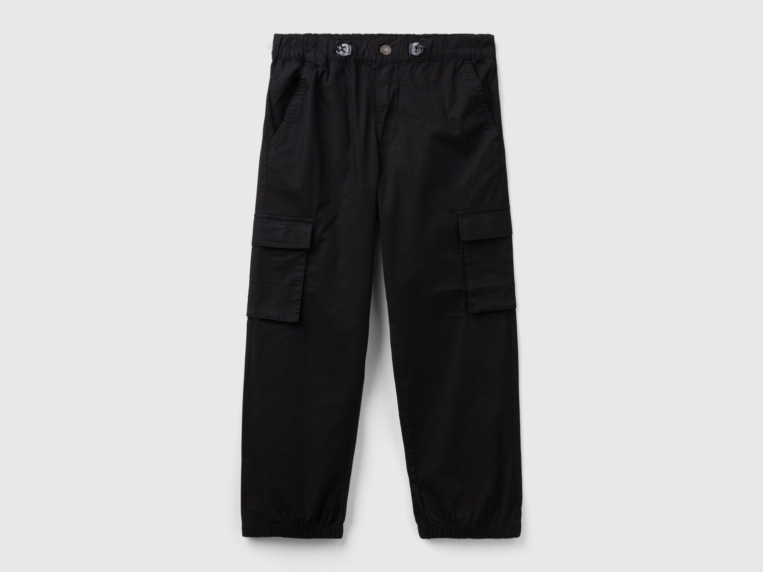 Pantaloni parachute in cotone stretch da bambino nero | Benetton Outlet