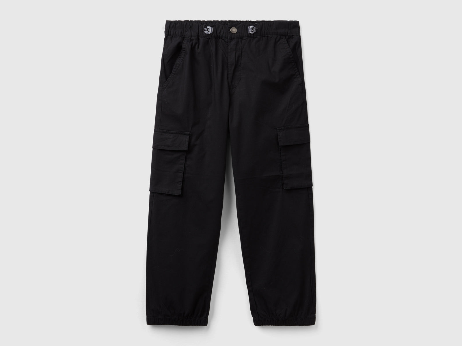 Pantaloni parachute in cotone stretch da bambino nero | Benetton Outlet