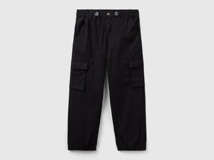 Pantaloni parachute in cotone stretch