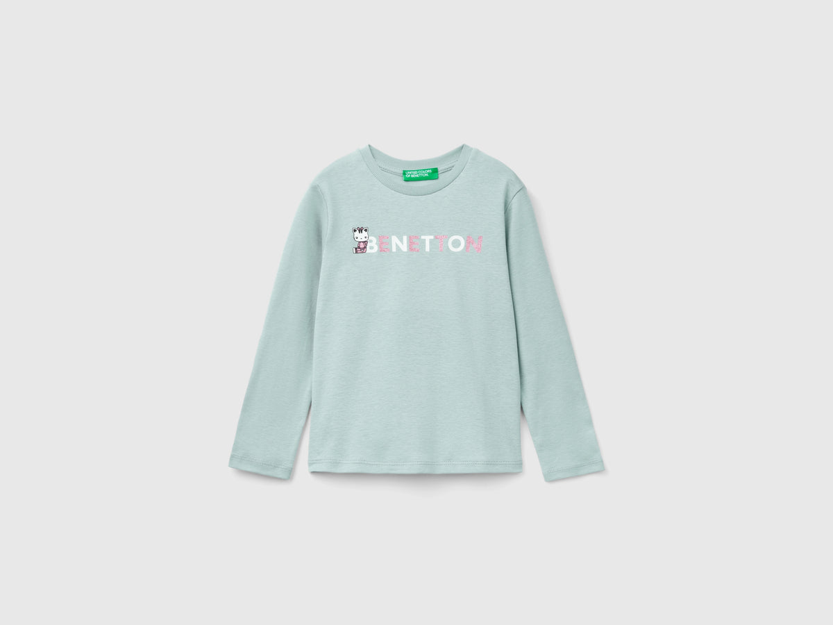 T-shirt con stampa glitter in cotone bio