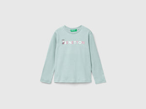 T-shirt con stampa glitter in cotone bio