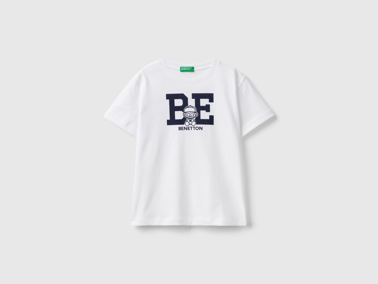 T-shirt 100% cotone con logo da bimbo bianco | Benetton Outlet