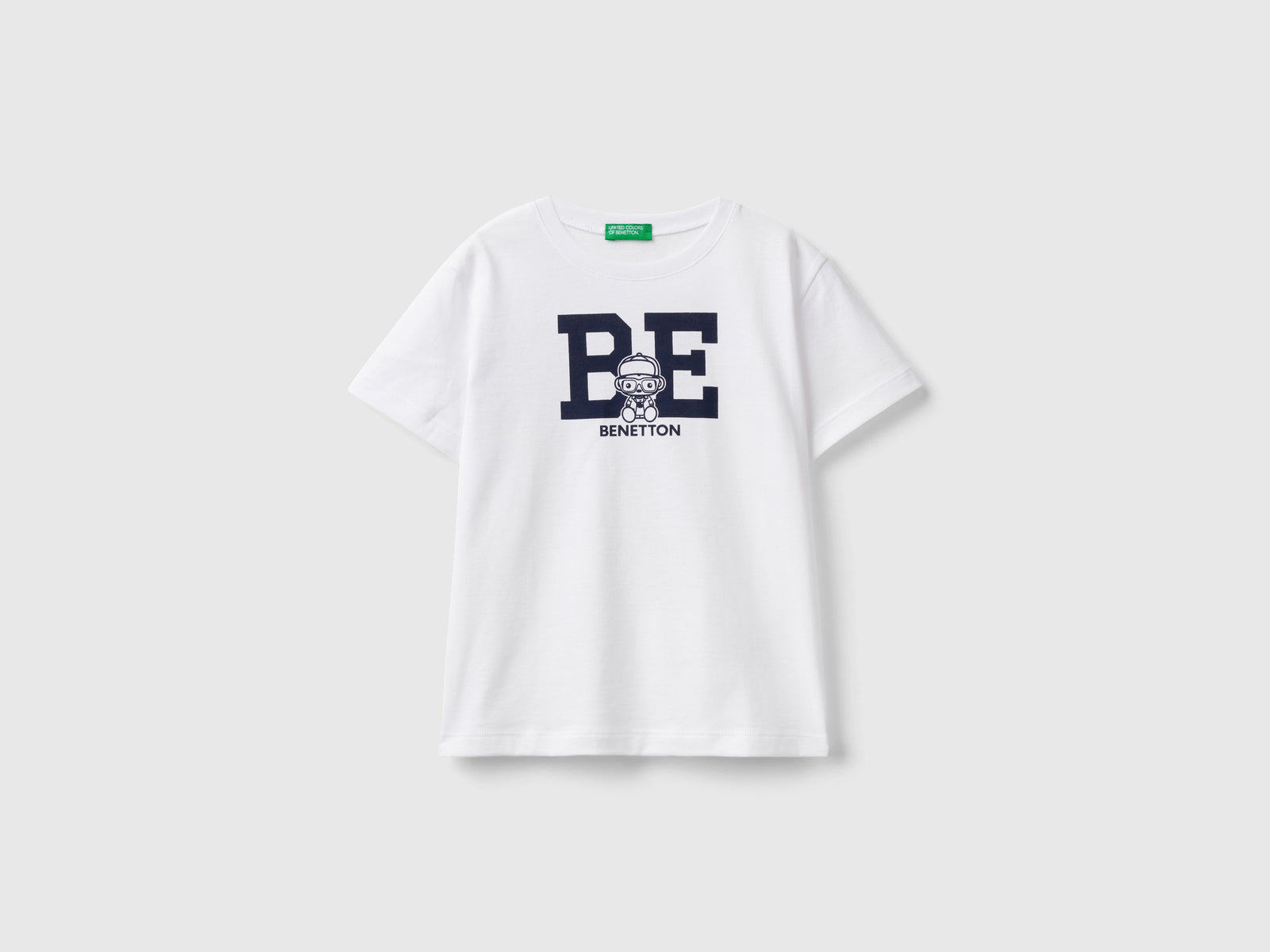 T-shirt 100% cotone con logo da bimbo bianco | Benetton Outlet