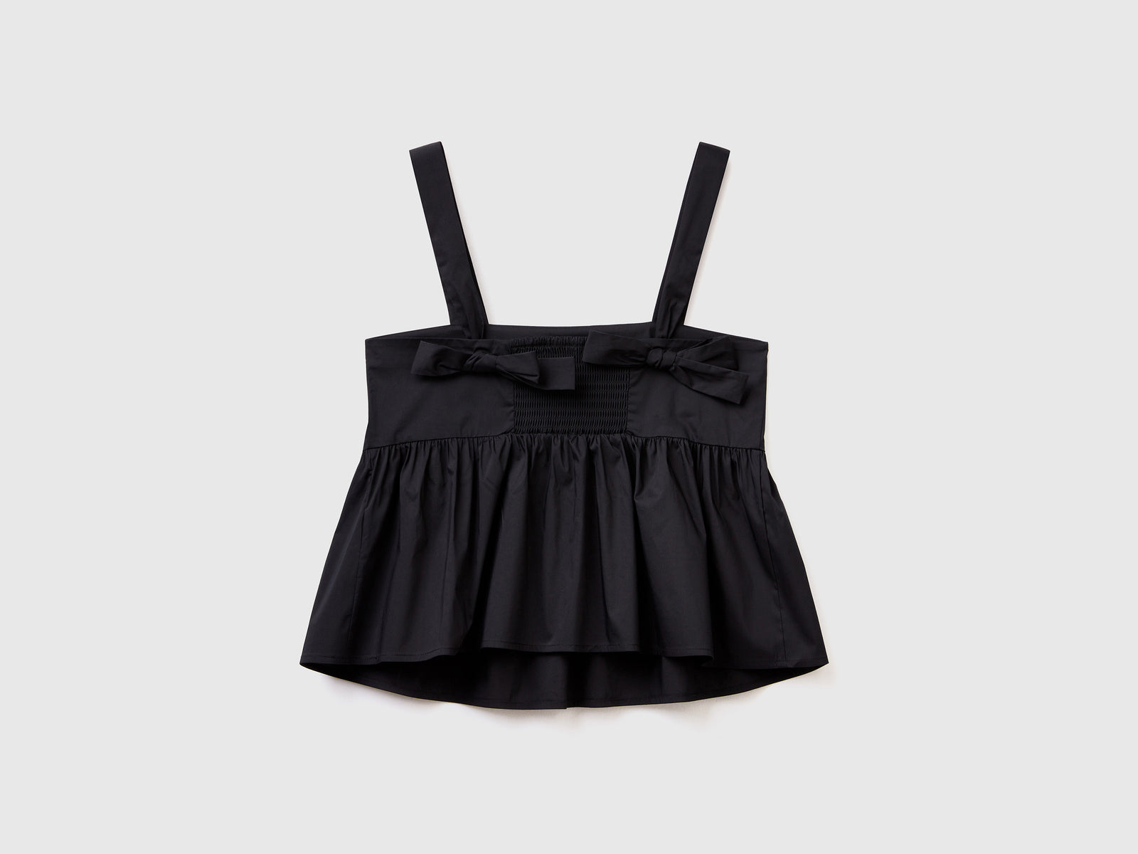 Top a canotta in misto cotone elasticizzato con balza arricciata da donna nero 2 | Benetton Outlet
