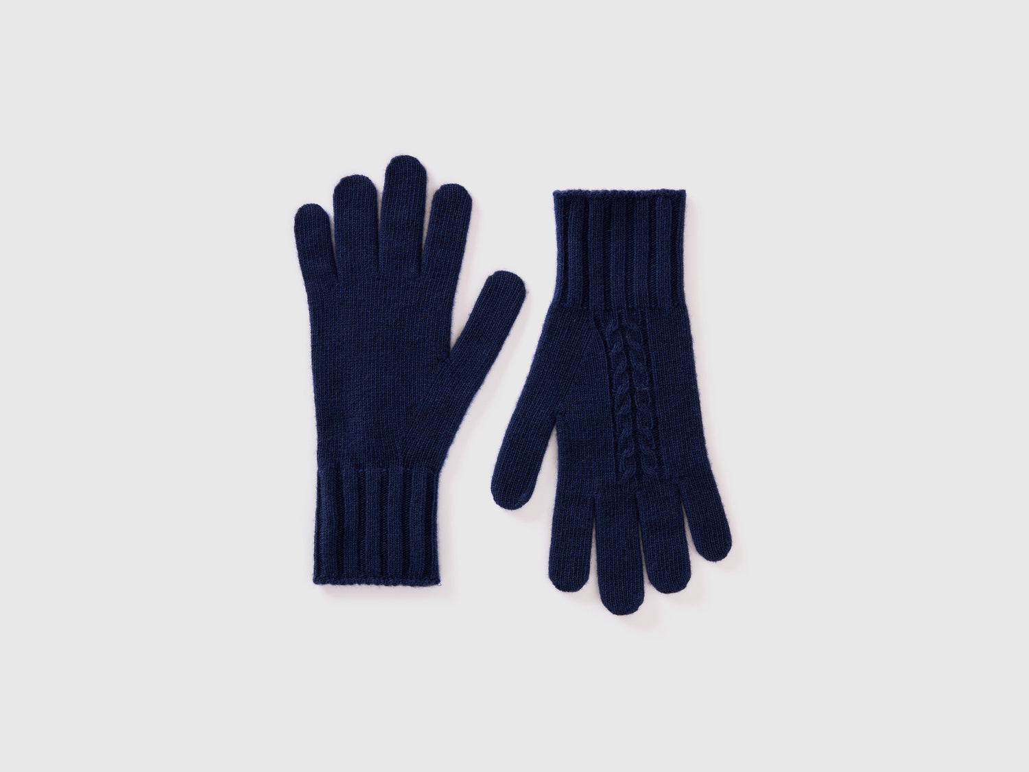 Guanti con lavorazione treccia da donna blu scuro | Benetton Outlet
