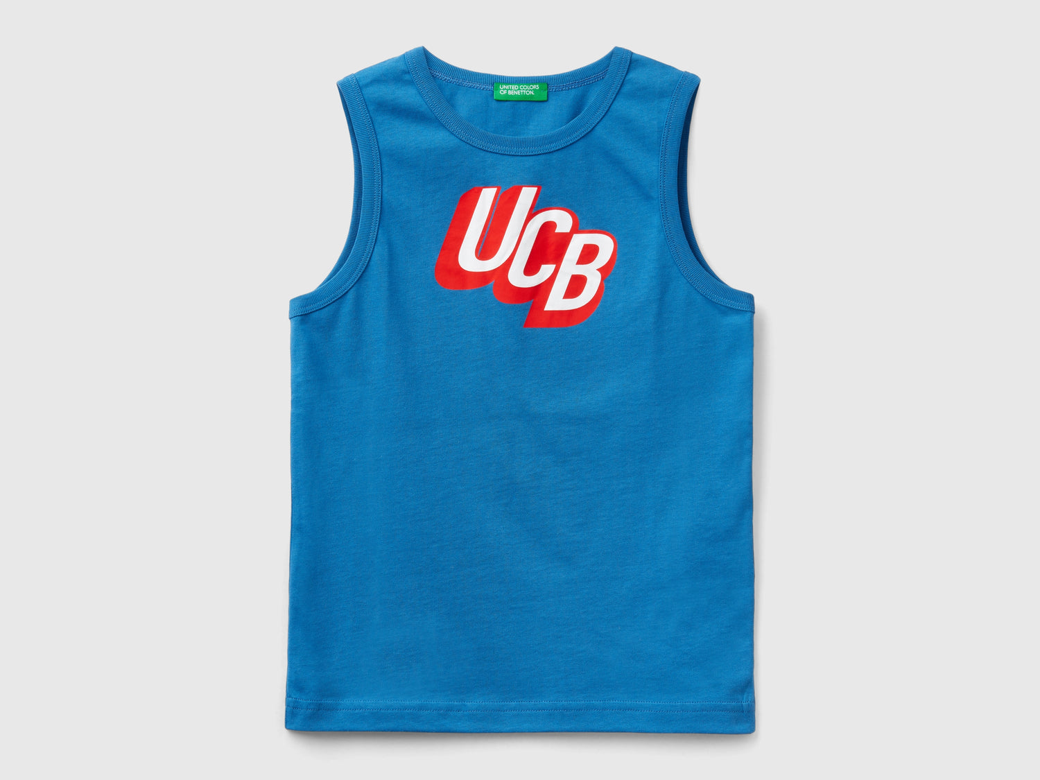 Canotta 100% cotone bio con logo da bambino blu | Benetton Outlet