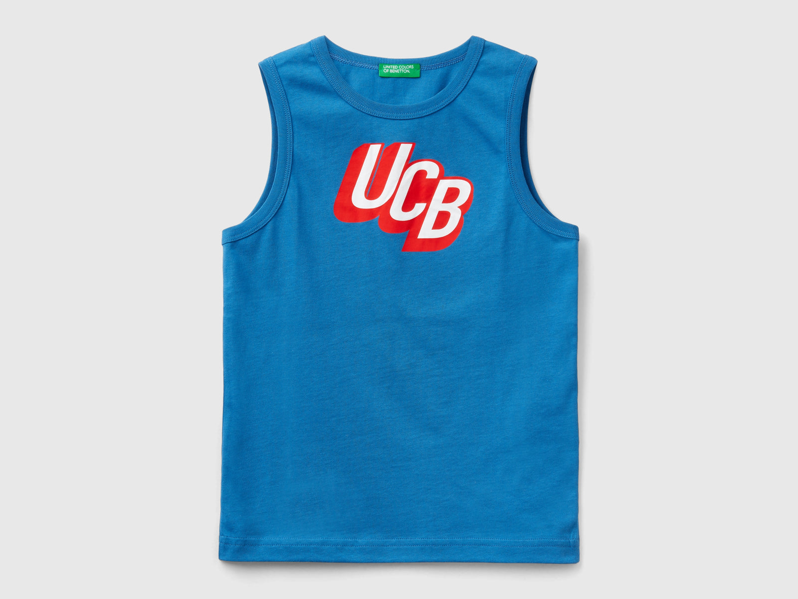 Canotta 100% cotone bio con logo da bambino blu | Benetton Outlet