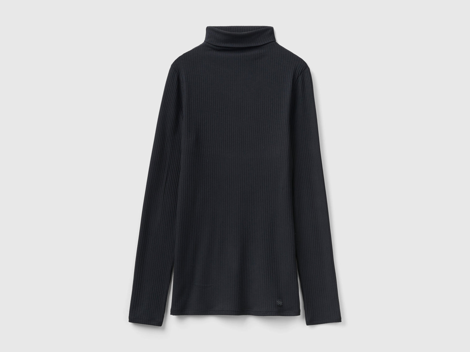 T-shirt lupetto a costine da donna nero | Benetton Outlet