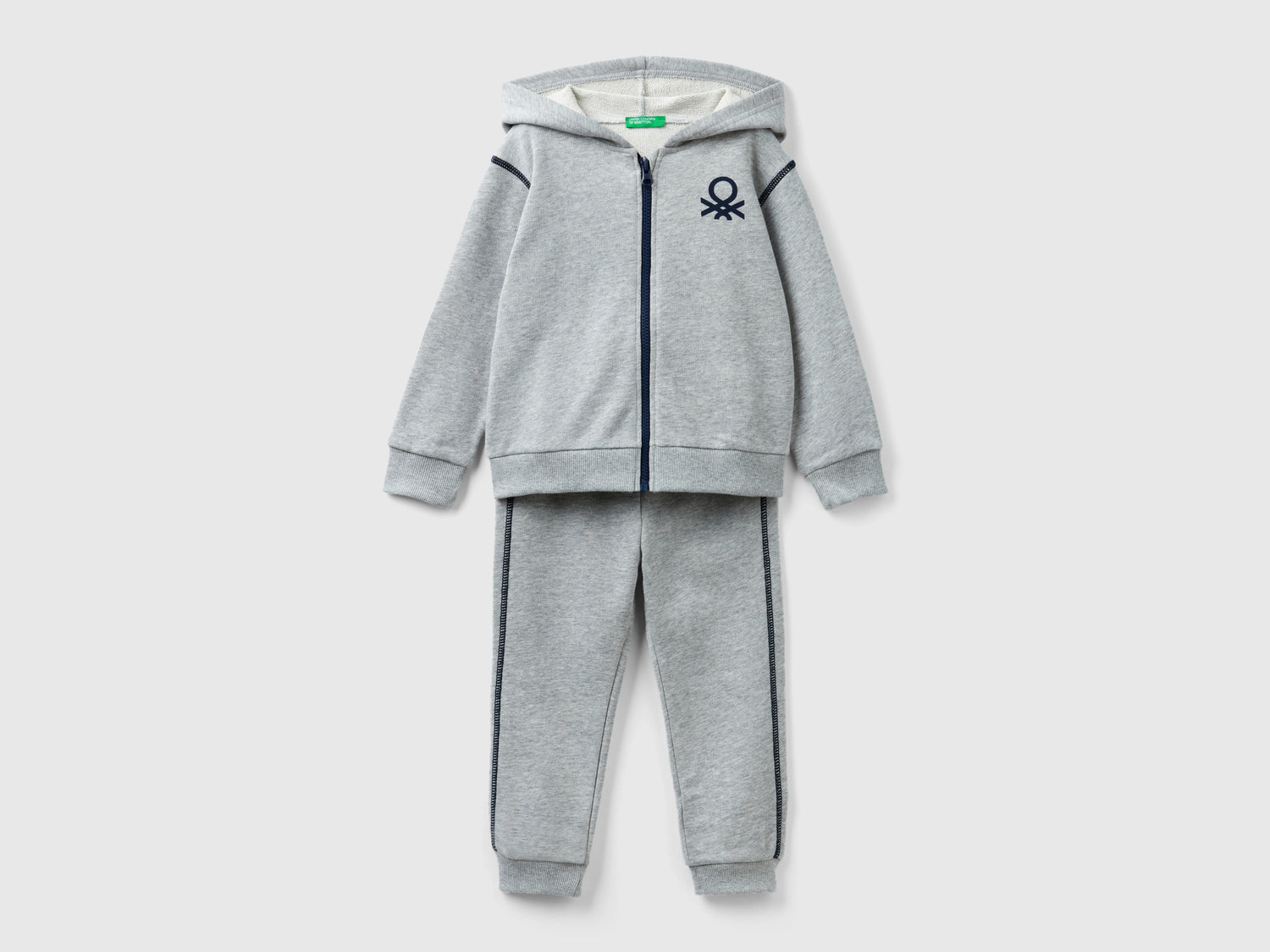 Tuta in felpa 100% cotone da bimbo grigio chiaro | Benetton Outlet