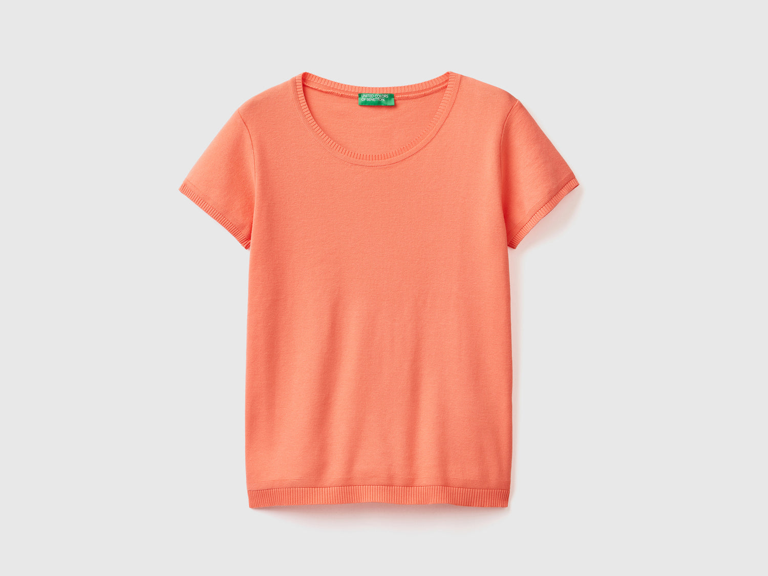 Maglia a manica corta in 100% cotone da donna arancione | Benetton Outlet