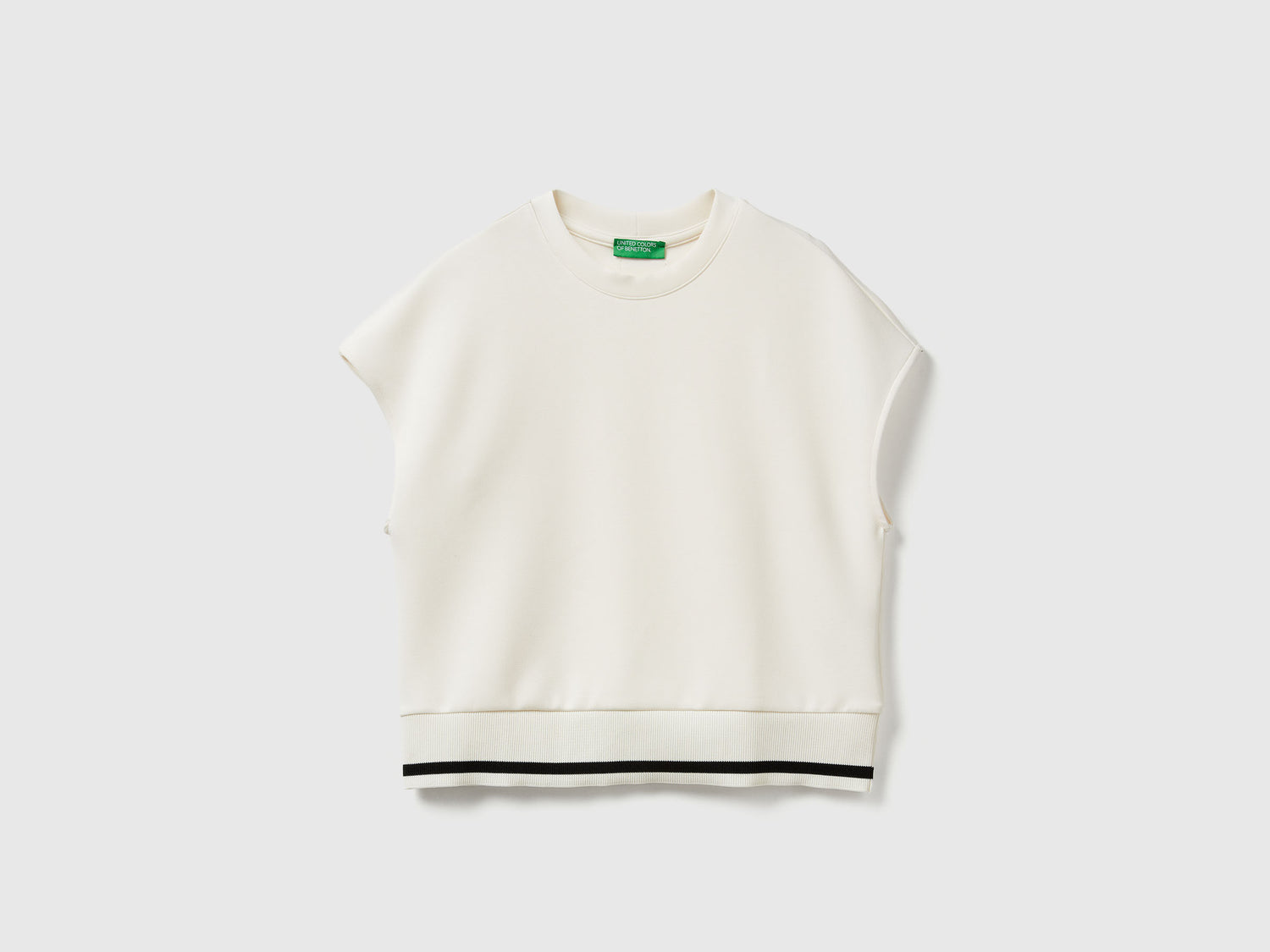 Maglia smanicata in Modal stretch da donna bianco panna | Benetton Outlet