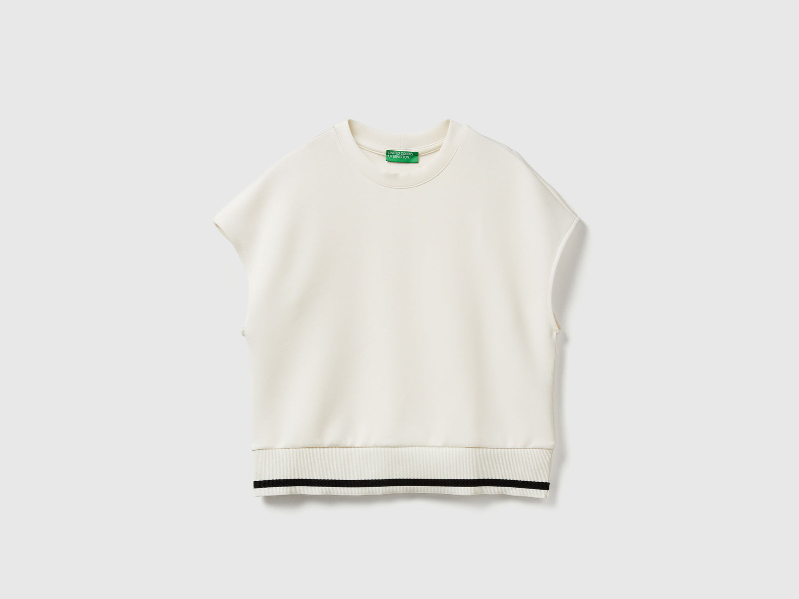 Maglia smanicata in Modal stretch da donna bianco panna | Benetton Outlet