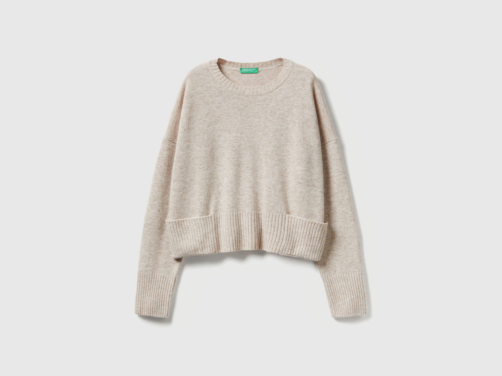 Maglione in misto lana e viscosa da donna beige | Benetton Outlet