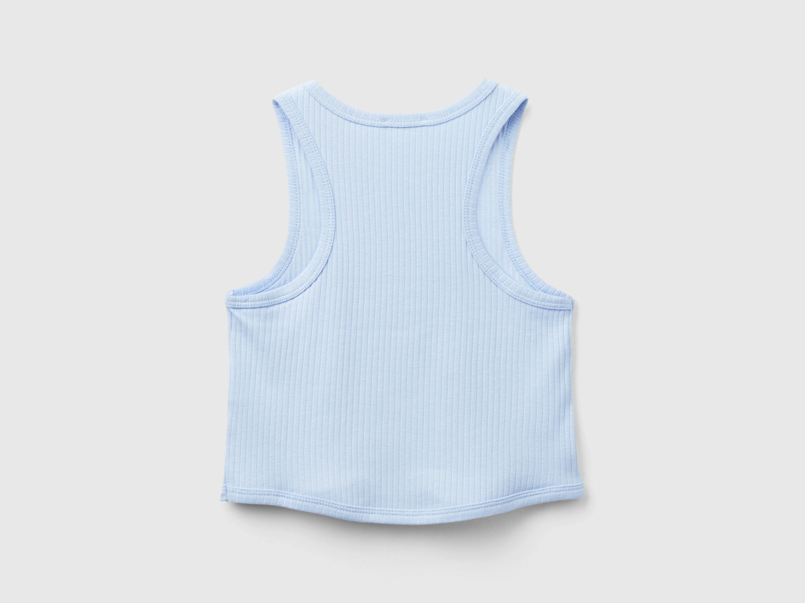 Canotta a costine da bambina celeste 2 | Benetton Outlet