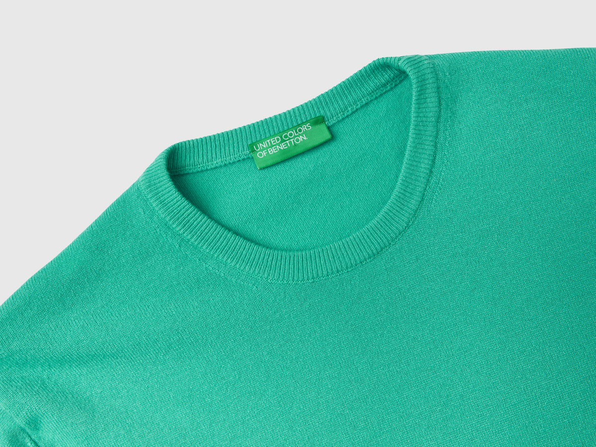 Maglia girocollo chiaro in pura lana Merino