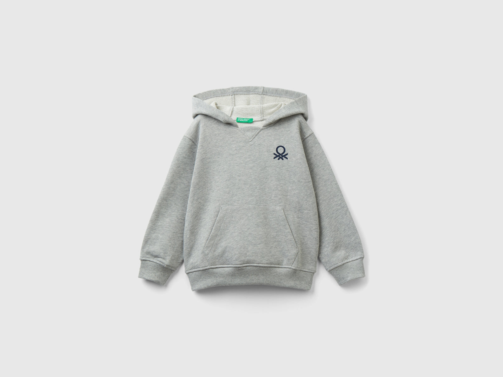 Felpa con cappuccio 100% cotone da bimbo grigio chiaro | Benetton Outlet