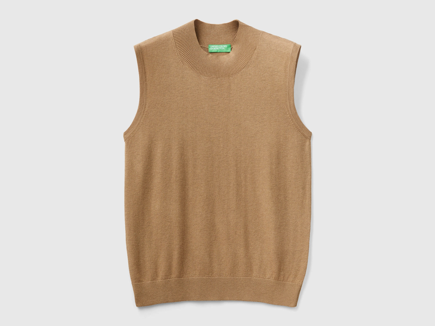 Maglia smanicata in misto viscosa da donna cammello | Benetton Outlet