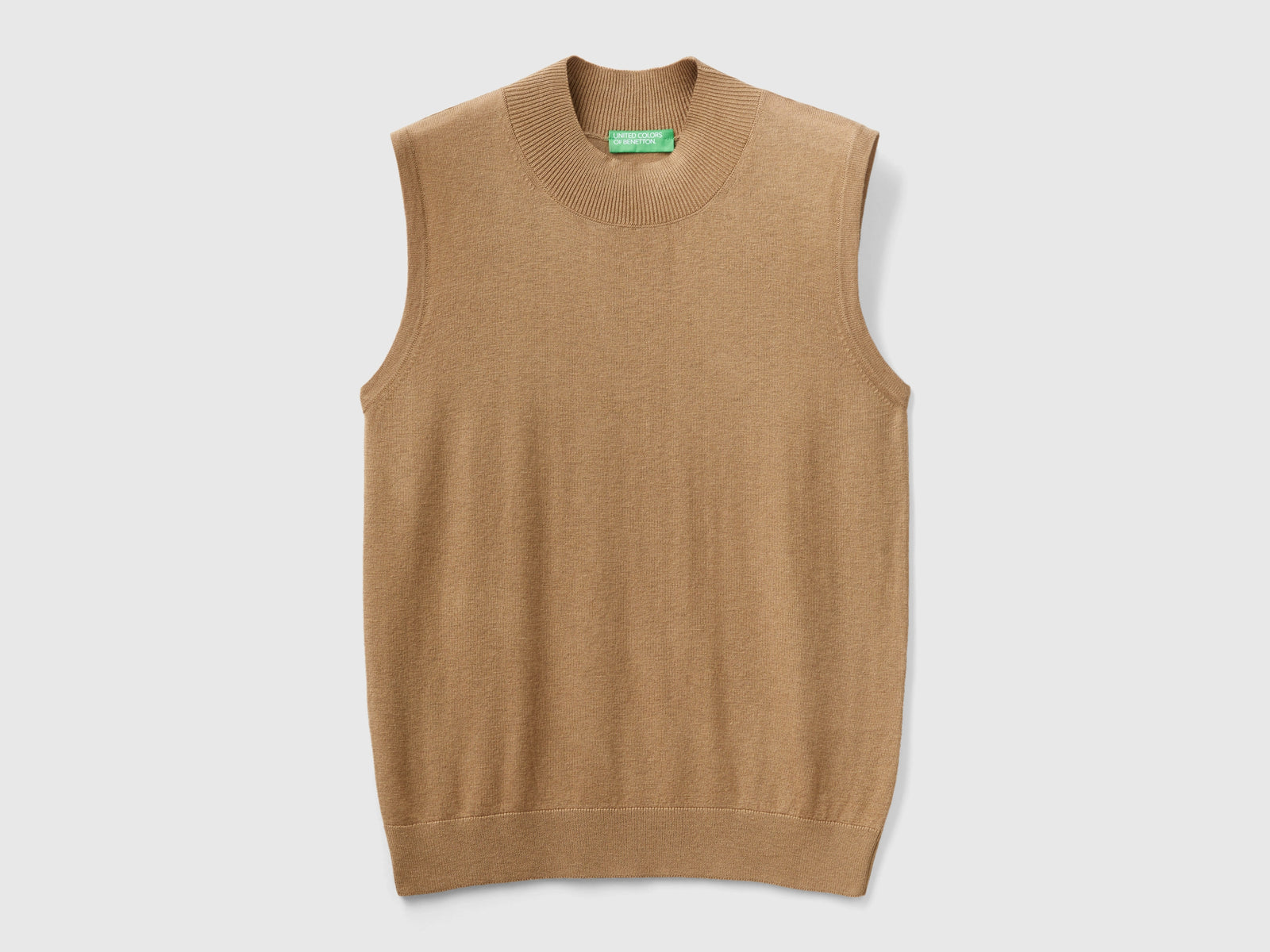 Maglia smanicata in misto viscosa da donna cammello | Benetton Outlet