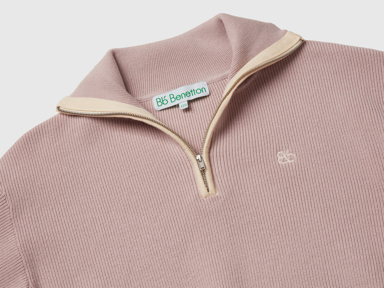 Maglione con mezza zip da donna rosa tenue 3 | Benetton Outlet