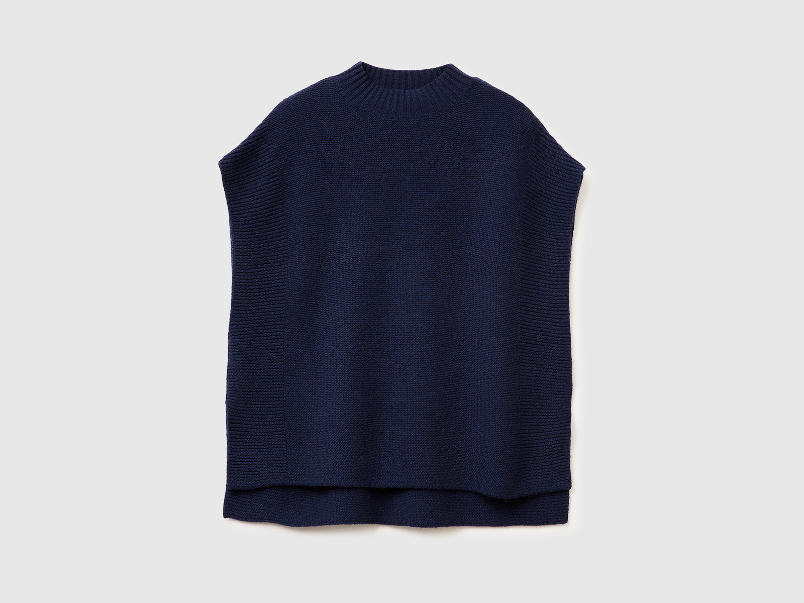 Gilet lupetto in misto lana da donna blu scuro | Benetton Outlet
