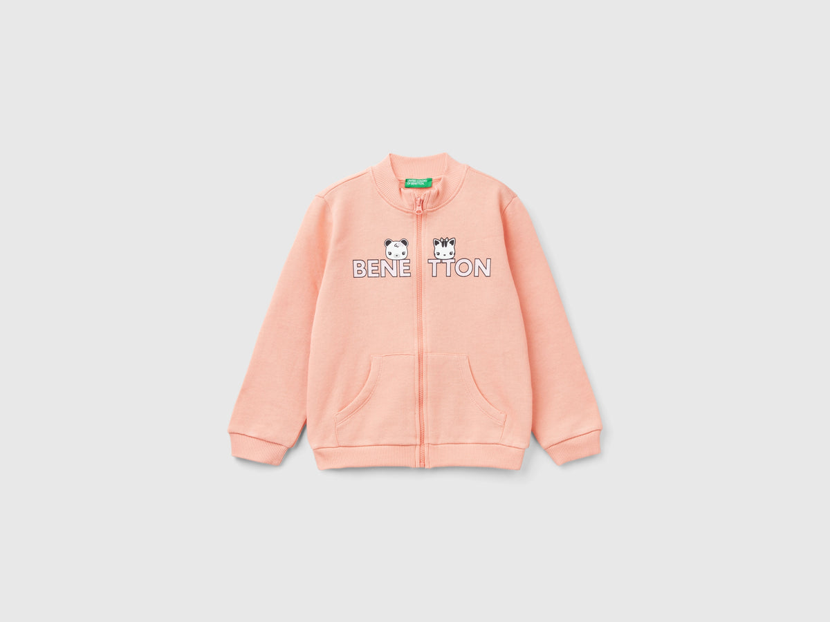 Felpa con zip in cotone bio