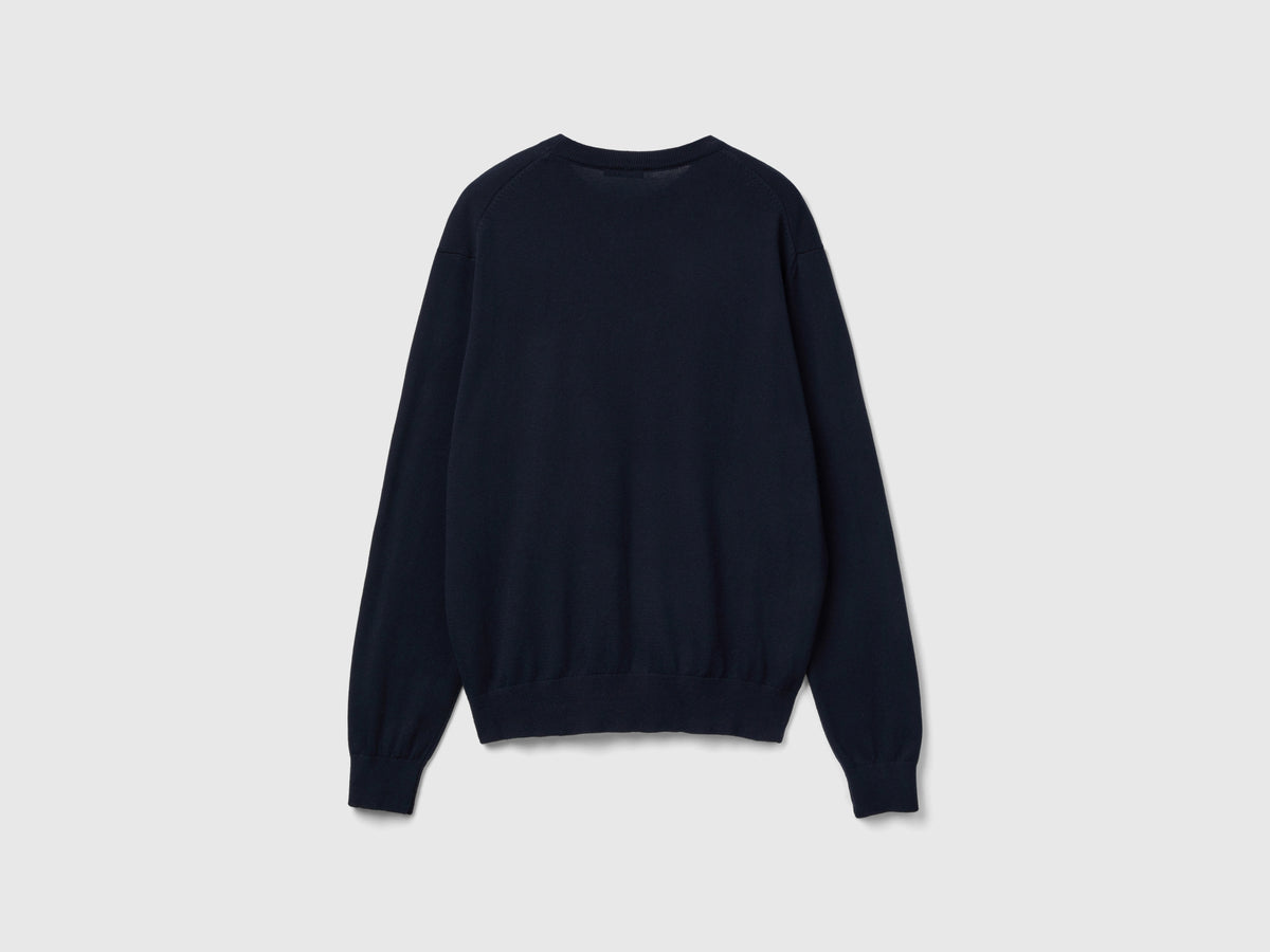 Maglia girocollo in cotone e lana