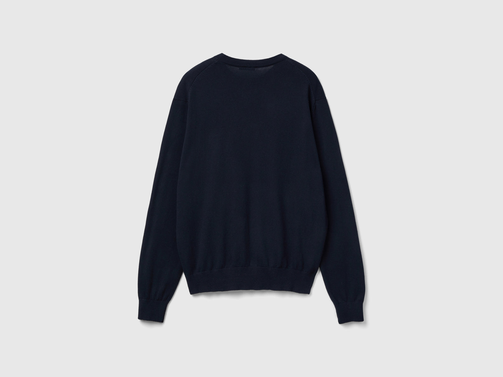 Maglia girocollo in cotone e lana da uomo blu scuro 2 | Benetton Outlet