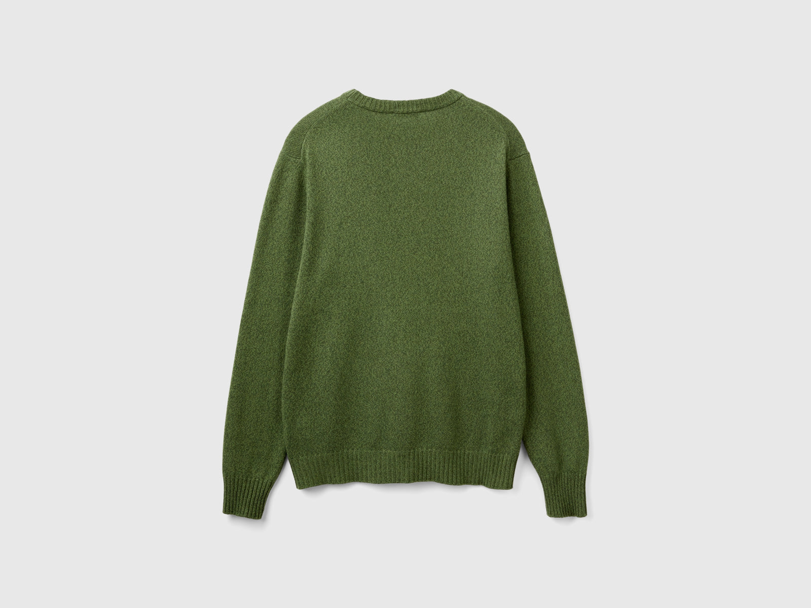 Maglia girocollo in misto lana e cashmere da uomo verde oliva 2 | Benetton Outlet