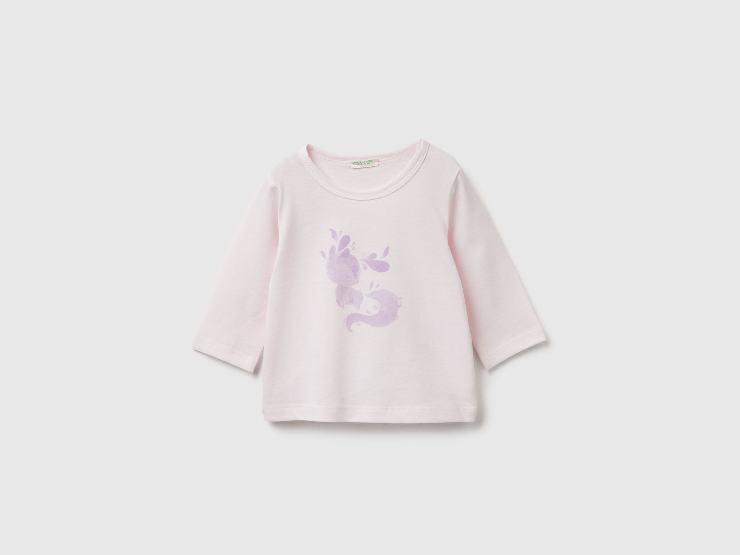 Maglietta con stampa in cotone da neonato rosa | Benetton Outlet